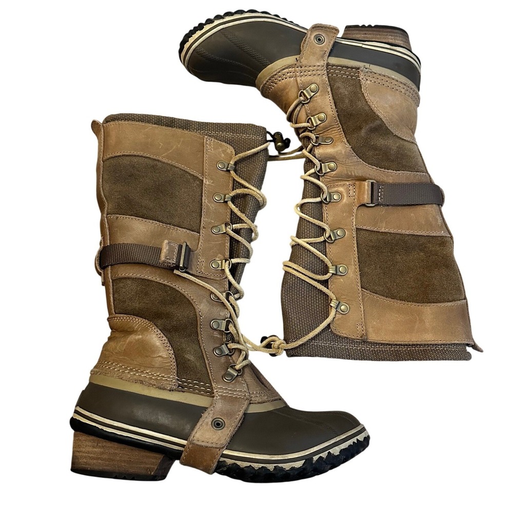 Sorel Brown Leather Slimpack Riding Tall Boots Womens 7.5